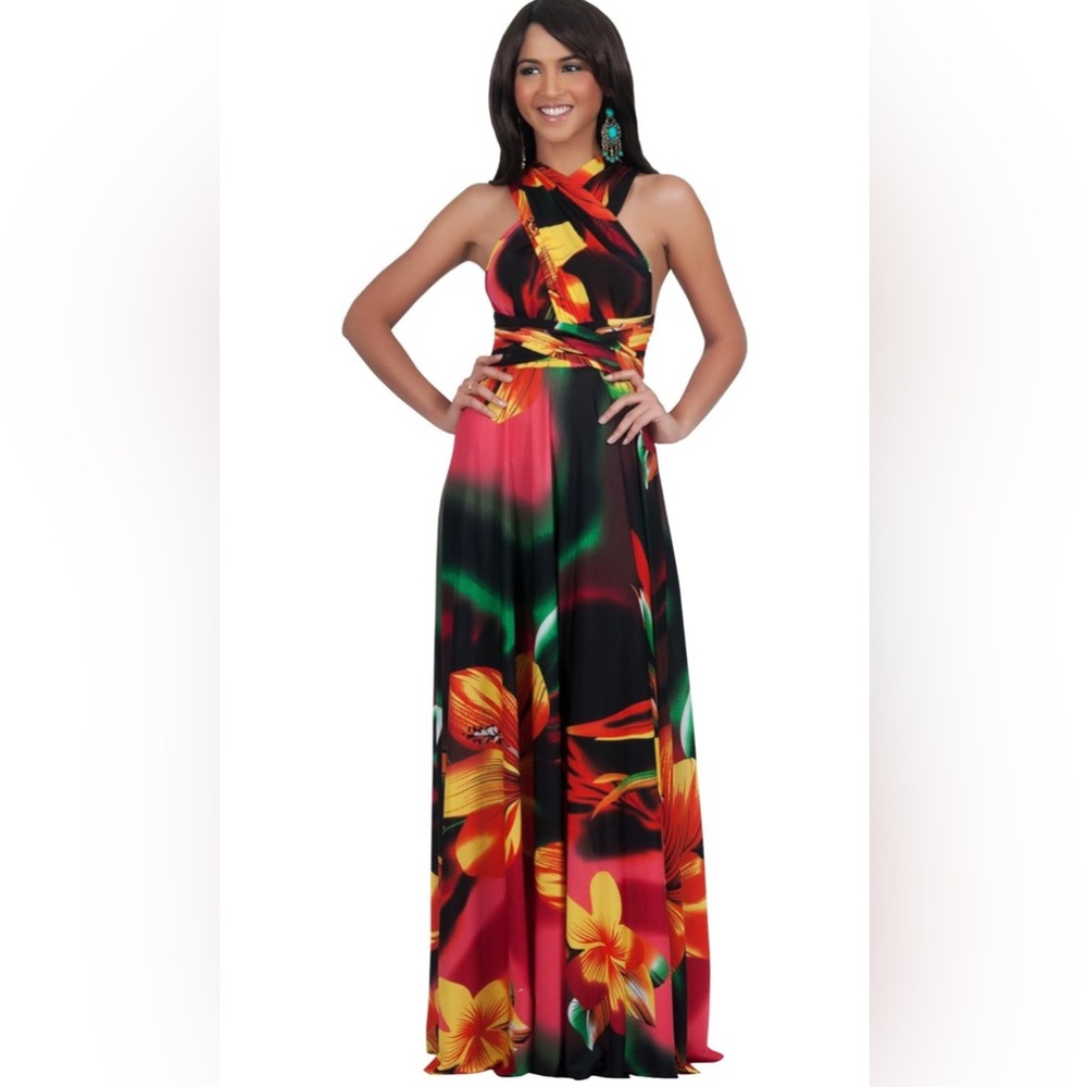 NWT Convertible Wrap Infinity Floral Maxi Dress Size Large - Picture 2 of 8
